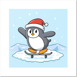 Adorably Festive Christmas penguin Posters and Art